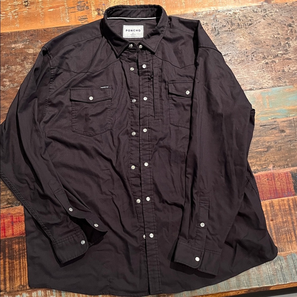 Poncho Dark Brown Button-Up Shirt by Poncho